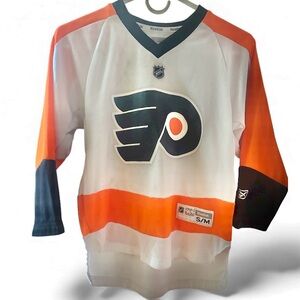 Reebok Philadelphia Flyers White and Orange Hockey Jersey Kids Youth Size Sm/Med